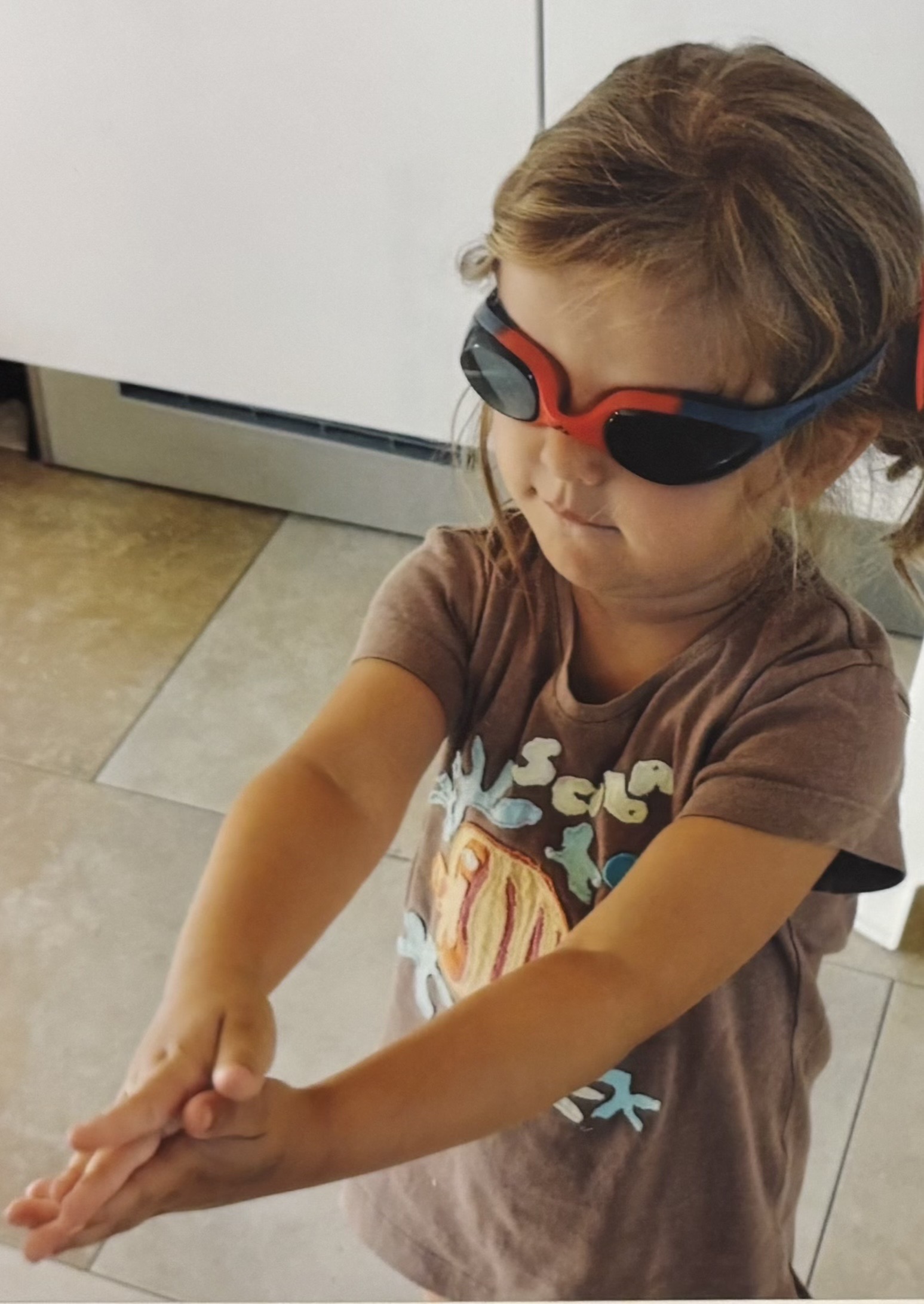 Ich als Kind mit Schwimmbrille